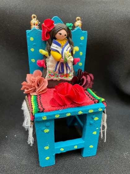 Day Of The Dead Decorated Teal Chair