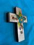 Small Wooden Repujado Cross with Flower
