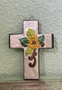 Small Wooden Repujado Cross with Flower