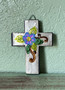 Small Wooden Repujado Cross with Flower