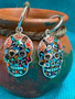 Silver Multi Color Sugar Skull Earrings