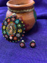 Virgen Pendant and Earring Set Black
