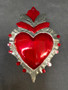 Metal Sacred Heart Red Dots /Silver