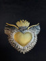 Metal Heart With Wings Gold/Silver