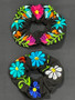 Black Embroidered Hair Scrunchies