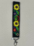 Black Embroidered Wrist Sunflower Lanyard