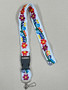 White Embroidered Purple/Orange flower Lanyard