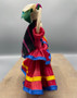 Corn Husk Doll Red With Flowers