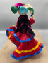 Corn Husk Doll Red With Flowers