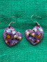 Copper Heart Earrings Purple Small