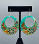 Copper Hoop Earrings Teal Medium