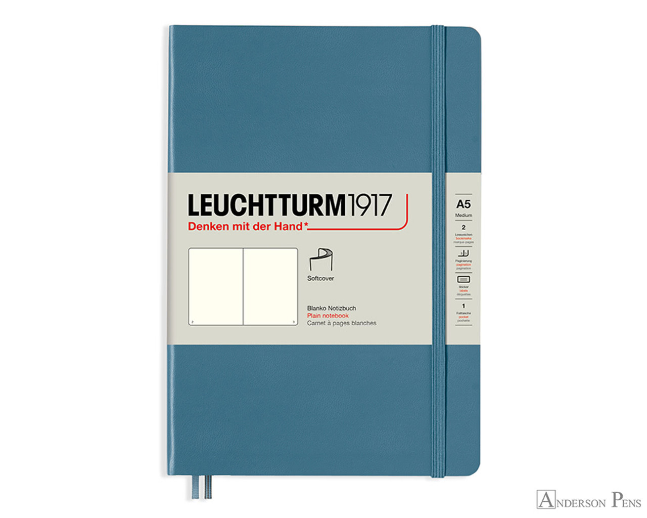 Leuchtturm1917 Softcover Notebook - A5, Blank - Stone Blue - Anderson Pens,  Inc.