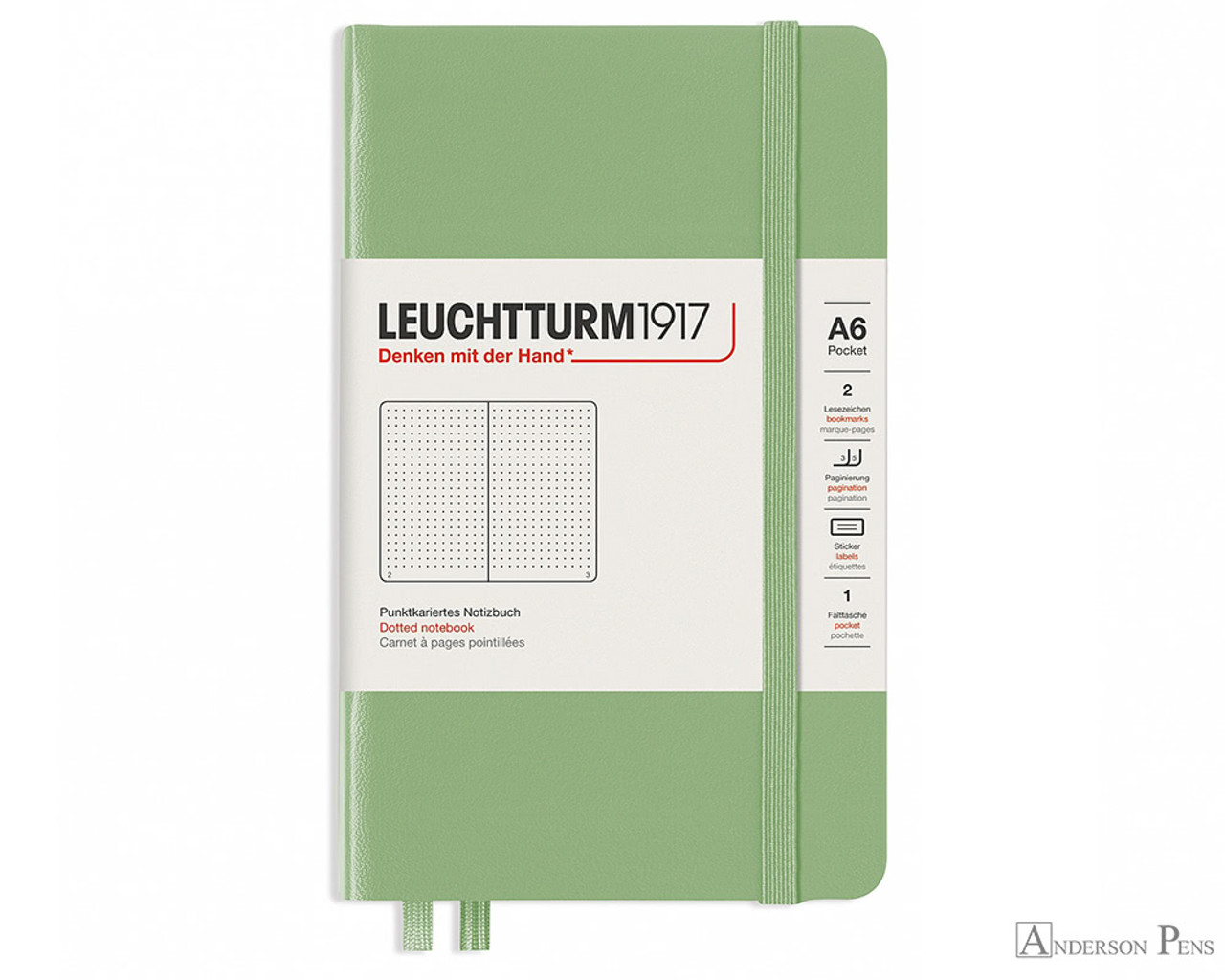 Leuchtturm1917 A6 Pocket Hardcover Dotted Notebook - Sage