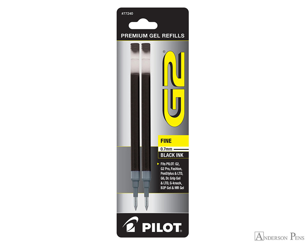 Pilot G2 Gel Refill - Black, Fine (2 Pack) - Anderson Pens, Inc.