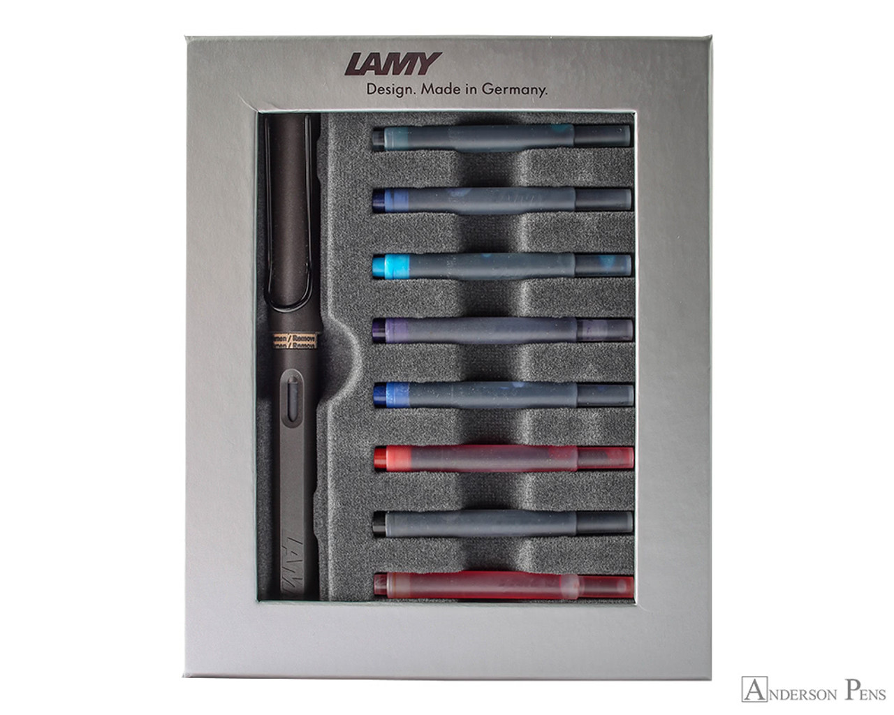 Lamy Safari Charcoal Fountain Pen and Ink Cartridge Gift Set