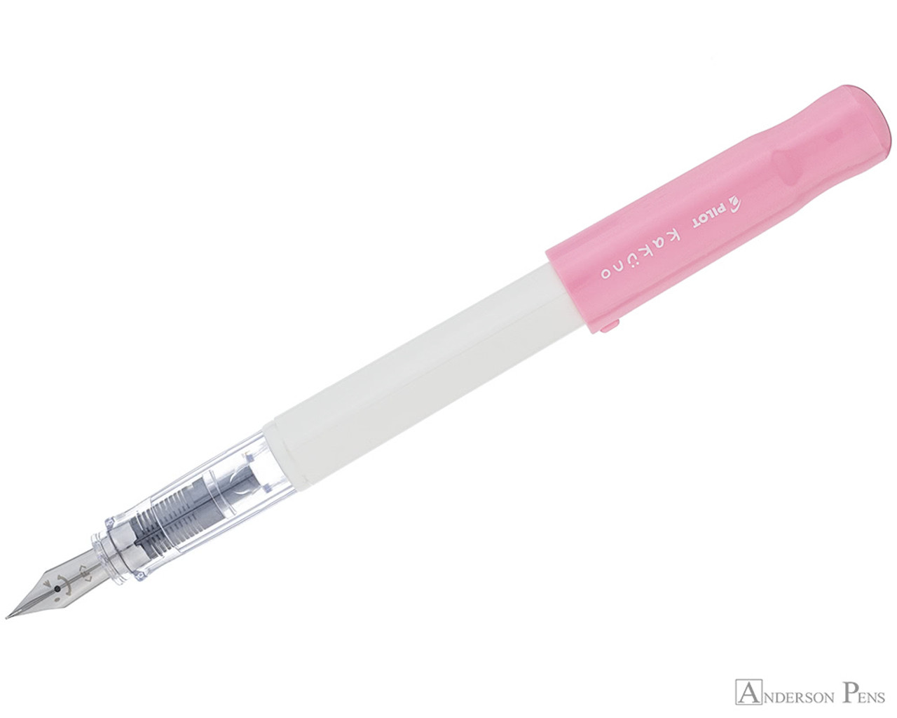 Pilot Kakuno Fountain Pen - White with Pink Cap, Fine Nib