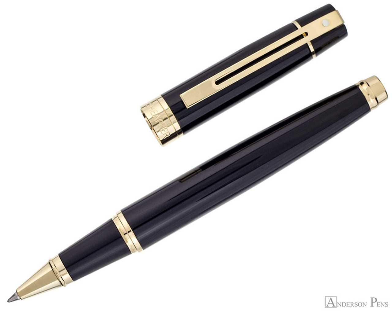 Sheaffer 300 Rollerball - Black with Gold Trim - Anderson Pens, Inc.