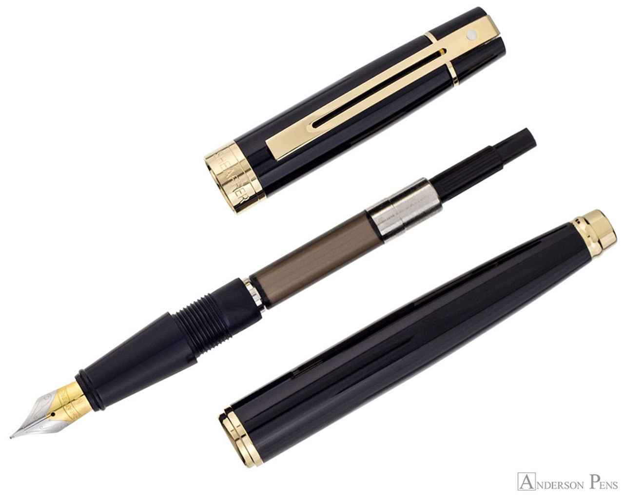  Sheaffer Prelude Black Matte Fountain Pen with 22KT  Gold-Plated Trim and Medium Nib : Office Products
