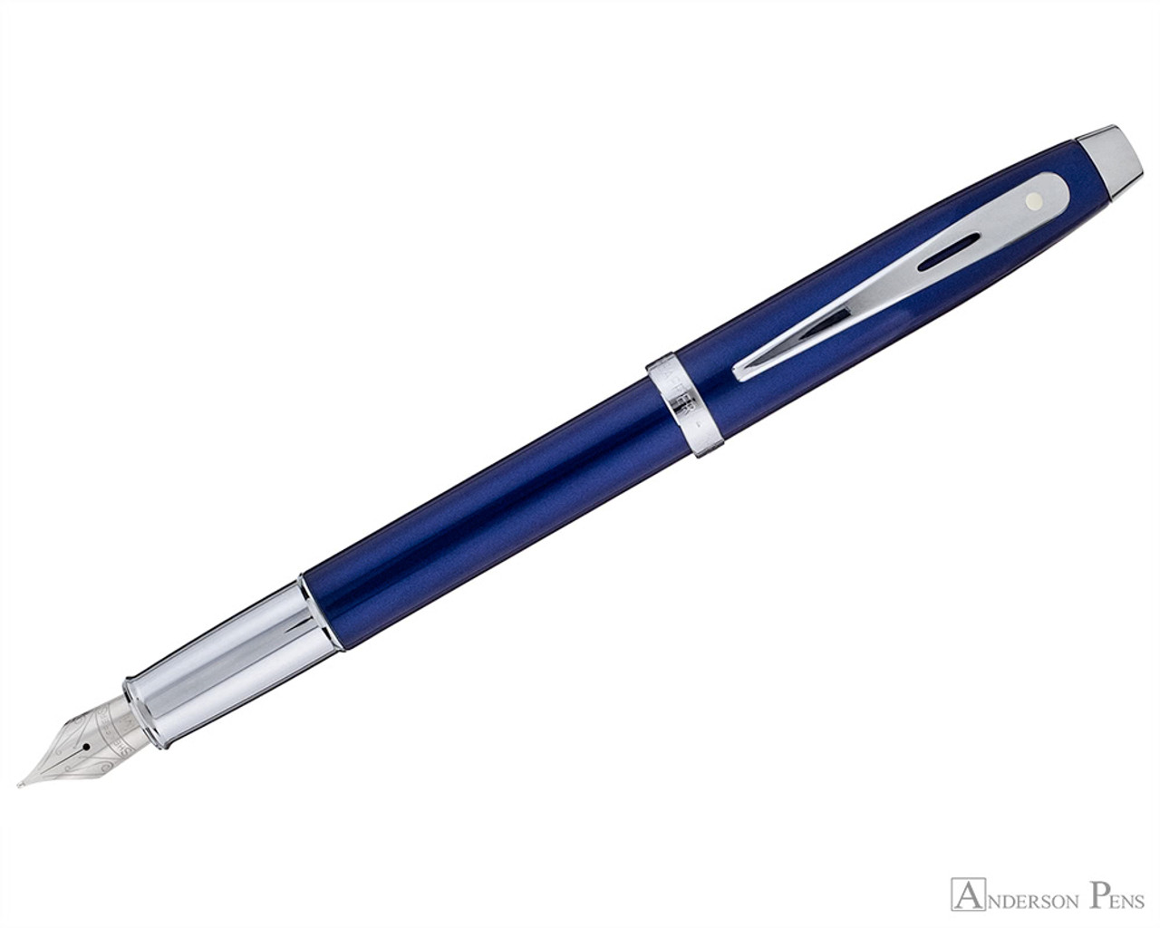 Sheaffer® 100 9371 Satin Blue Fountain Pen With PVD Blue Trim - Medium