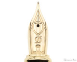 S.T. Dupont Line D Large Fountain Pen - Diamond Guilloche Ruby with Vermeil Trim - Nib Closeup
