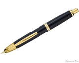 Pilot Vanishing Point Fountain Pen - Black with Gold Trim - Open