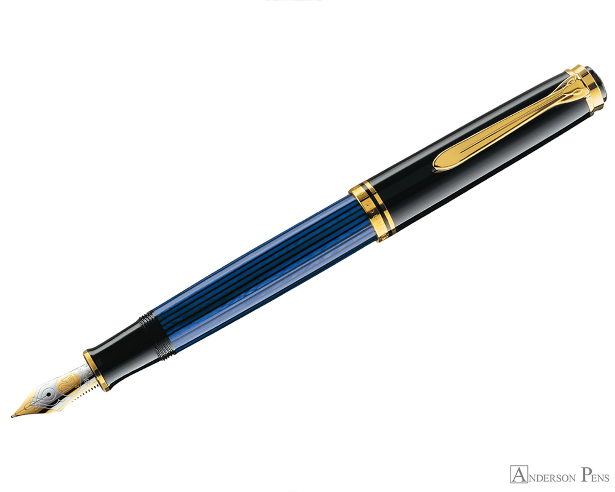 Pelikan Souveran M800 Fountain Pen Black-Blue with Gold Trim - Anderson Pens, Inc.