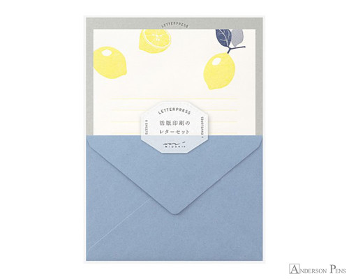 Midori Letter Writing Set - Letterpress Lemon