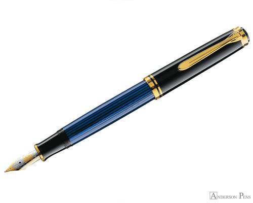 Pelikan Souveran M800 Fountain Pen - Black-Blue with Gold Trim