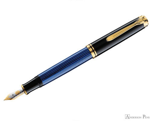 Pelikan Souveran M400 Fountain Pen - Black-Blue with Gold Trim