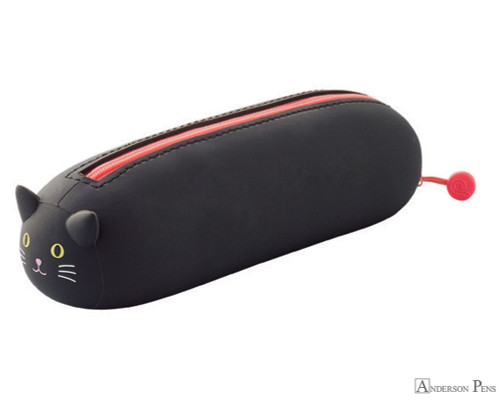 Punilabo Silicone Pen Case - Lying Down Zipper Pouch - Black Cat