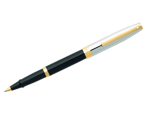 Sheaffer Sagaris Rollerball Pen - Black with Chrome Cap and Gold Trim