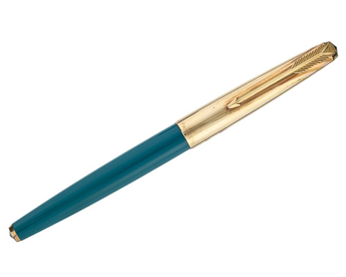 Parker 61 Fountain Pen - Turquoise with Rainbow Cap, 14kt Fine Nib