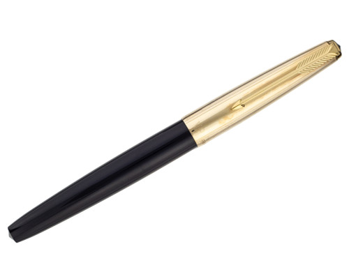 Parker VP Fountain Pen - Black with Gold Cap, 14kt Medium Nib