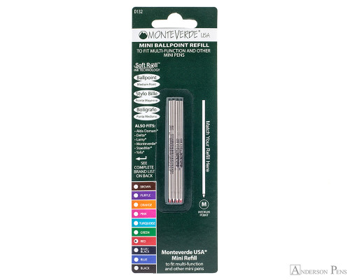 Monteverde Mini Ballpoint Refill - Red, Medium (4 Pack) - Card