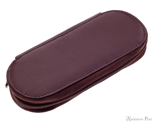 Girologio 3 Pen Zipper Case - Brown Leather