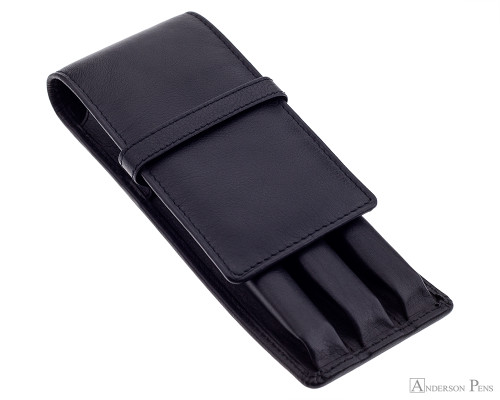 Girologio 3 Pen Case - Black Leather