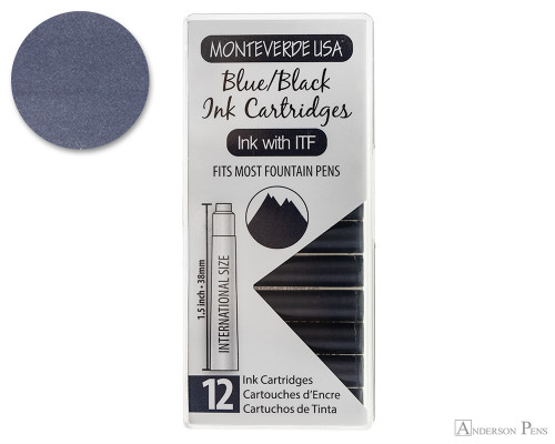 Monteverde Blue-Black Ink Cartridges (12 Pack)