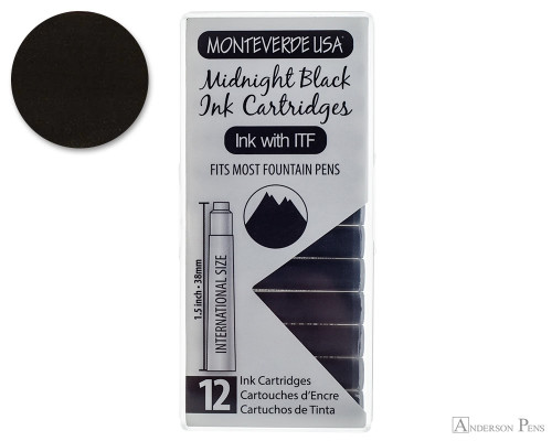 Monteverde Midnight Black Ink Cartridges (12 Pack)