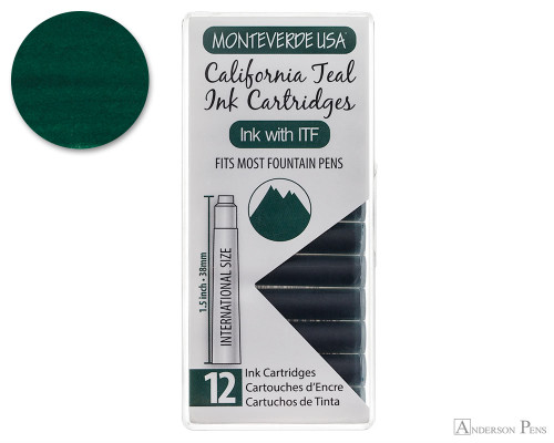 Monteverde California Teal Ink Cartridges (12 Pack)