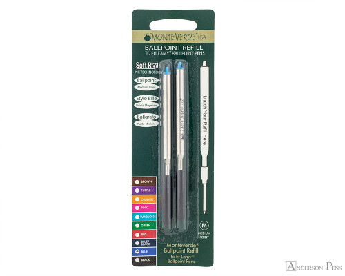 Monteverde SoftRoll Ballpoint Refill (Fits Lamy) - Blue, Medium (2 Pack)