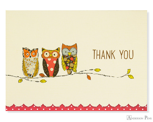 Peter Pauper Press Thank You Notecards - 5 x 3.5, Perching Owls ...