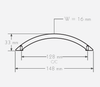Technical Drawing for Schwinn 2278/128 Handle, Satin Nickel (UPC 4000913522008)