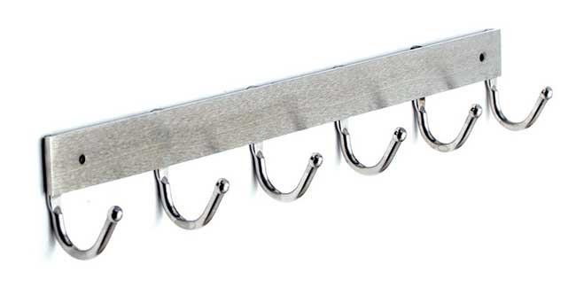 Heavy Duty Steel Wall-Mounted Coat Hooks Short Rail 152-400