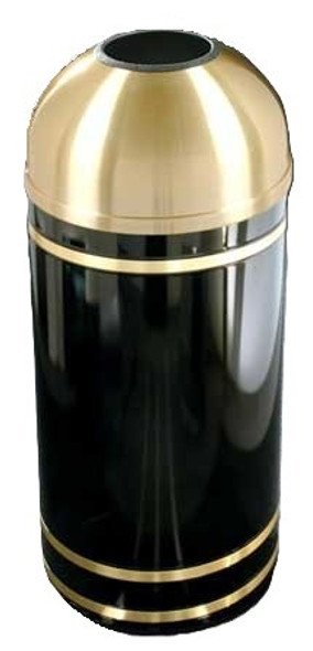 Glaro Monte Carlo T1555 Satin Brass Open Dome Top Trash Can, 15 x 36, 16 Gallon - Free Shipping