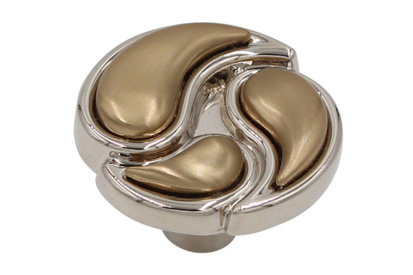 Salo 111-PN-SB - Flowerday Design Tear Drop - Polished Nickel/Satin Brass Knob