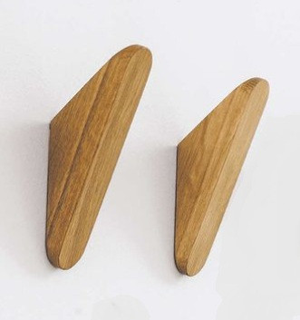 Davis CUT 12 OAK Wood Coat Hook (Set of 2) -7 Oak Finish Options