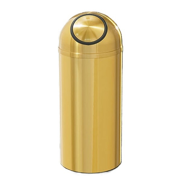 Glaro S1536BE Atlantis Self-Closing Dome Top Trash Can, 15 x 36, 16 Gallon - Satin Brass