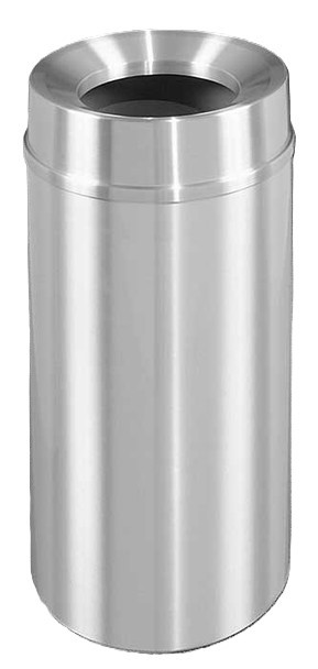 Glaro F1533SA New Yorker Funnel Top Trash Can, 15 x 33, 16 Gallon - Satin Aluminum