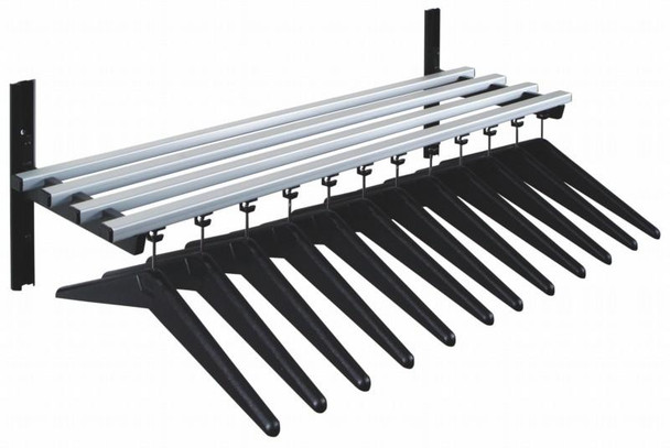 Infinite Wall-Mounted Aluminum Adjustable Coat Rack with Shelf and Anti-Theft Hangers 150-201 - Unlimited Sizes
