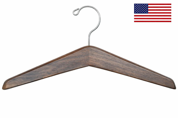 SunHouse 151-300-SW Wooden Coat Hanger - Standard Open Hook - Walnut
